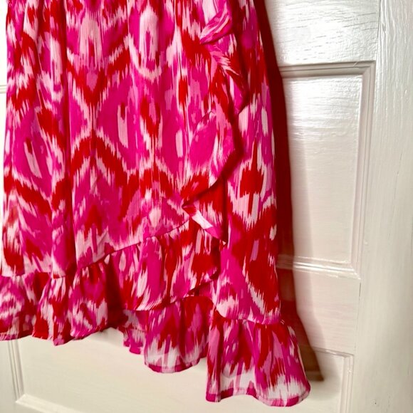 AQUA Colorful Ikat Print Faux Wrap Mini Dress - Size Medium (NWT) - Picture 5 of 11